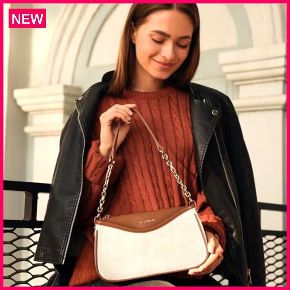 Small Vegan Leather Shoulder Bag Hobo Purse with Chain Strap - Picture 3 of 8